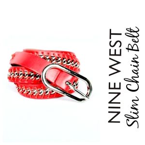 💥Nine West Skinny Red Chain Belt